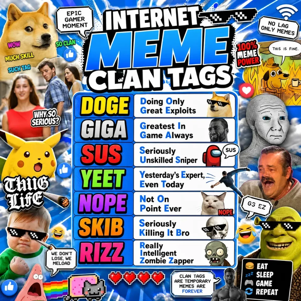 Internet Meme Clan Tags 🌐