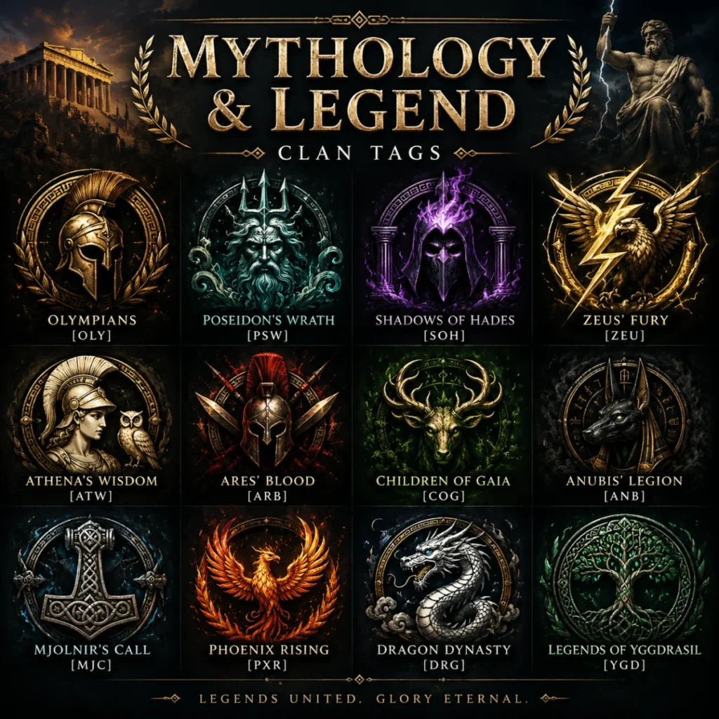 Mythology & Legend Clan Tags 🏛️