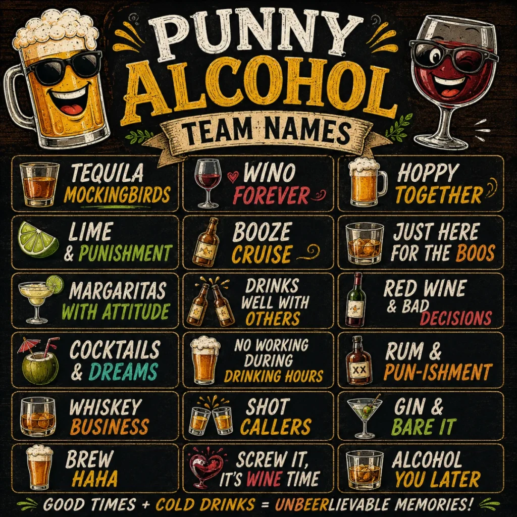 Punny Alcohol Team Names ๐