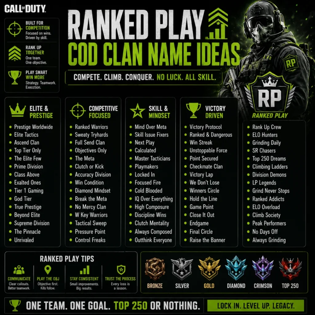 Ranked Play COD Clan Name Ideas 📊