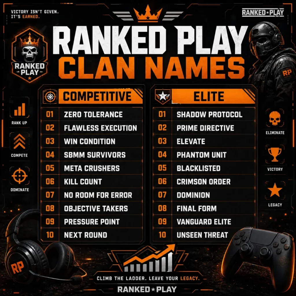 Ranked Play Good COD Clan Names ๐