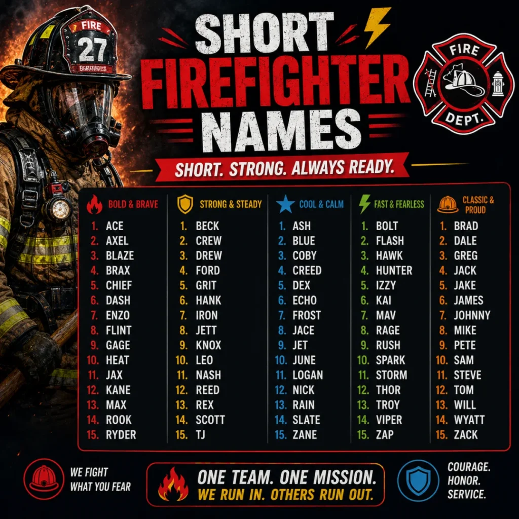 Short Firefighter Names ⚡