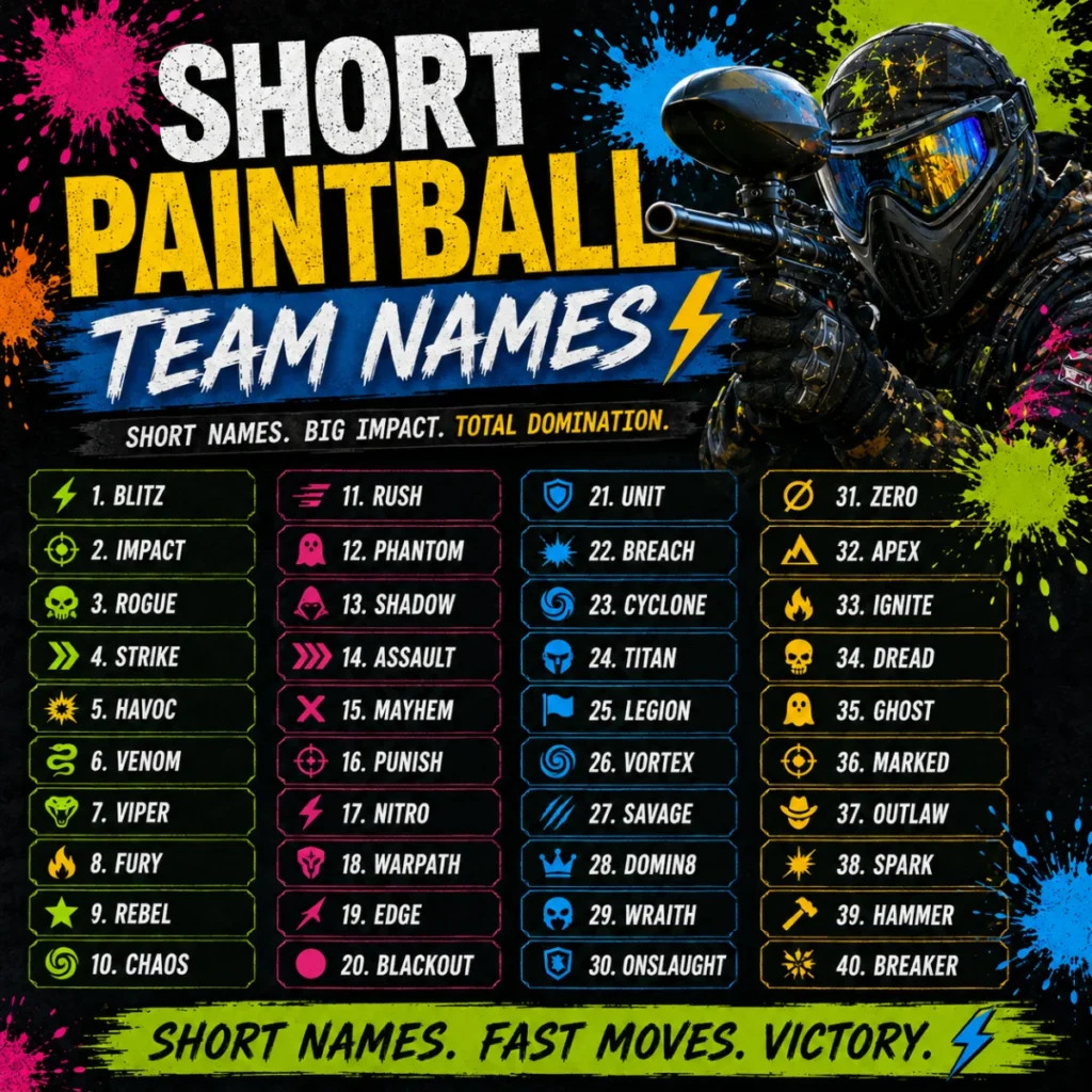 Short Paintball Team Names ⚡