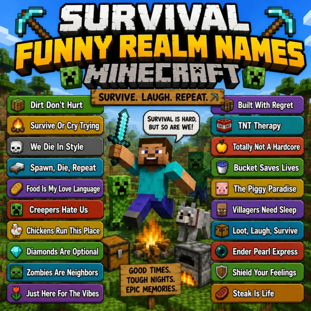 Survival Funny Realm Names Minecraft ⛏️