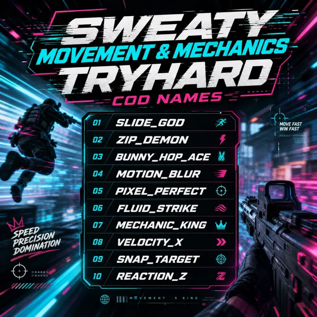 Sweaty Movement & Mechanics Tryhard COD Names 🏃
