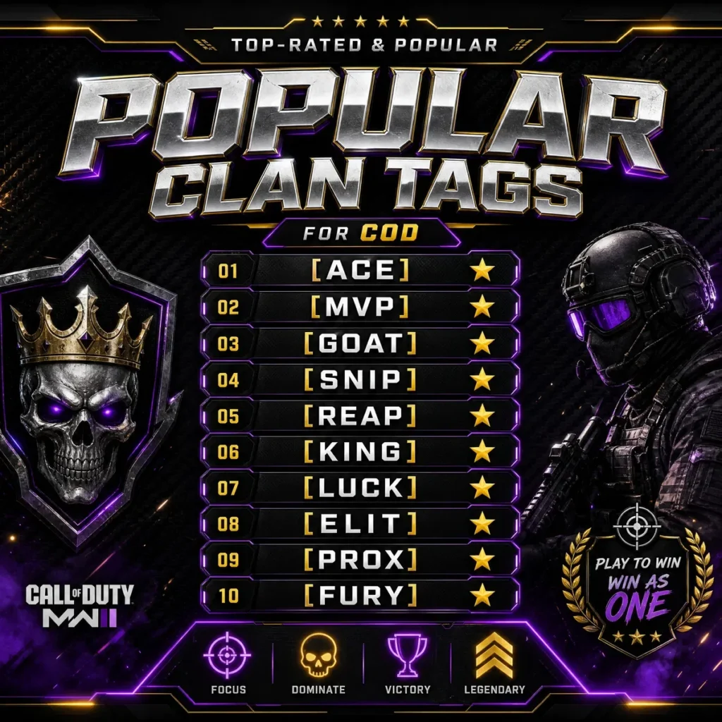 Top-Rated & Popular Clan Tags for COD ⭐