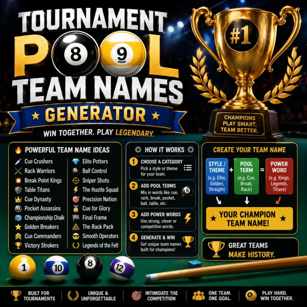 Tournament Pool Team Names Generator ๐