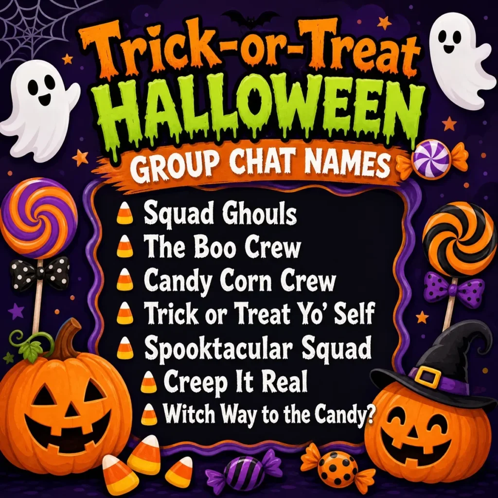 Trick-or-Treat Halloween Group Chat Names 🍬