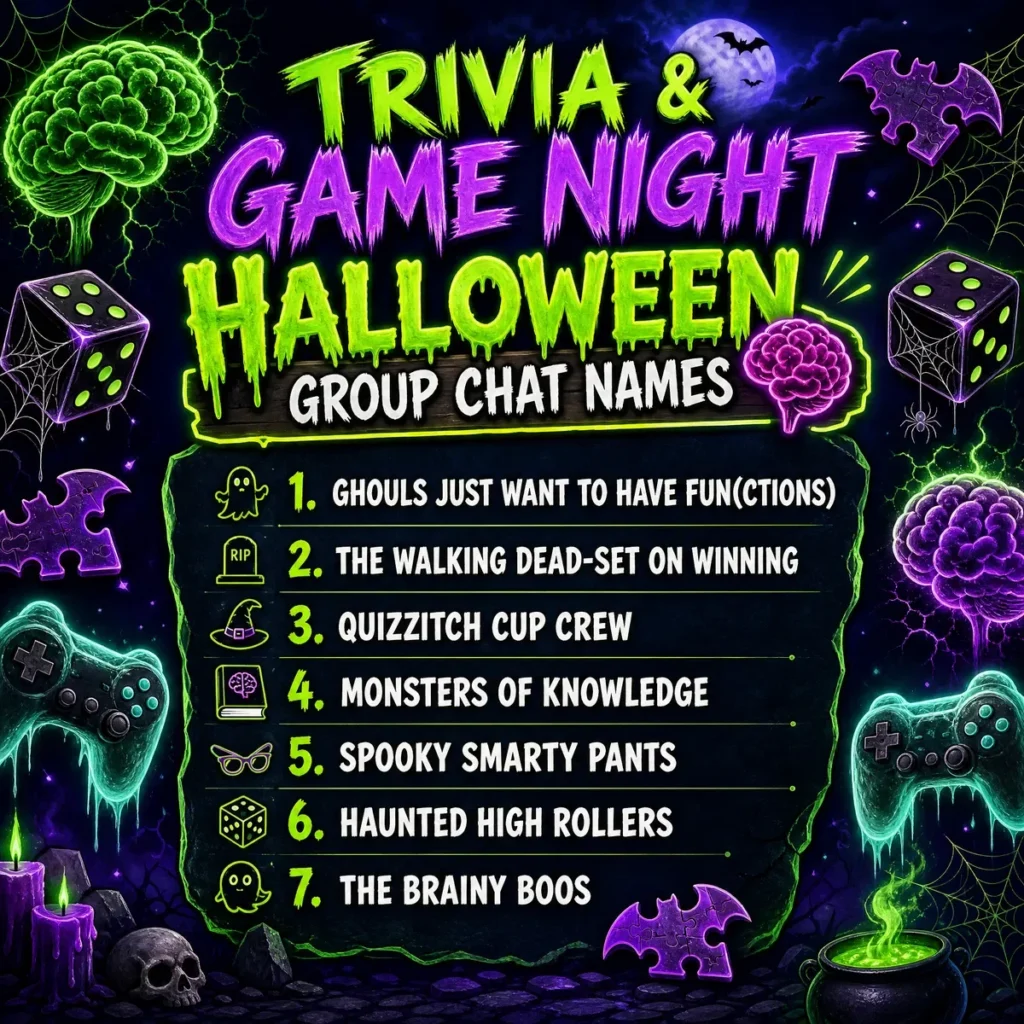 Trivia & Game Night Halloween Group Chat Names 🧠