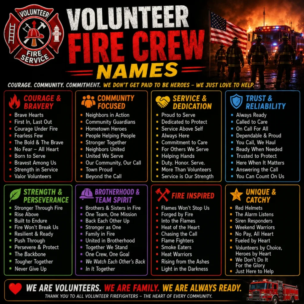 Volunteer Fire Crew Names