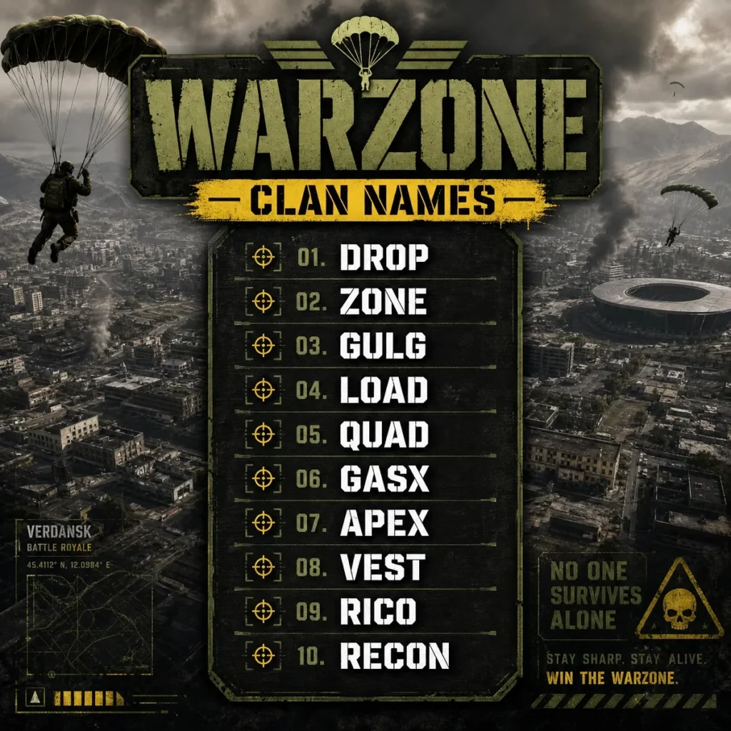 Warzone Specific Cod Clan Names πͺ