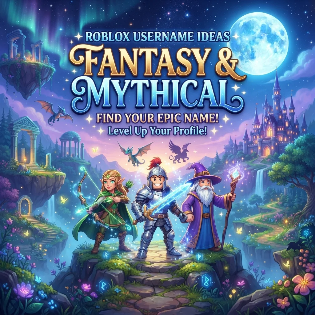 Fantasy and mythical Roblox username ideas with magical creatures and fantasy gaming theme
