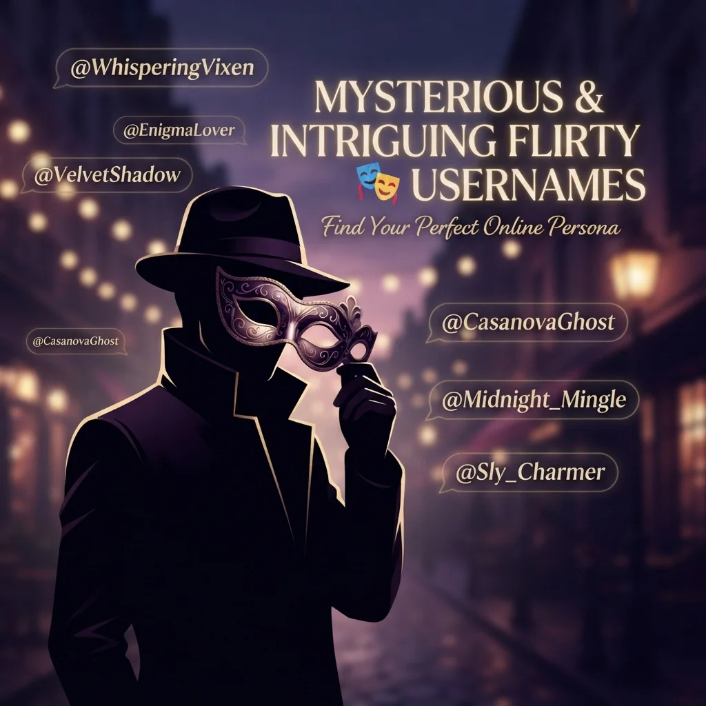 Mysterious and intriguing flirty usernames with a romantic dark aesthetic for social media and gaming profiles
