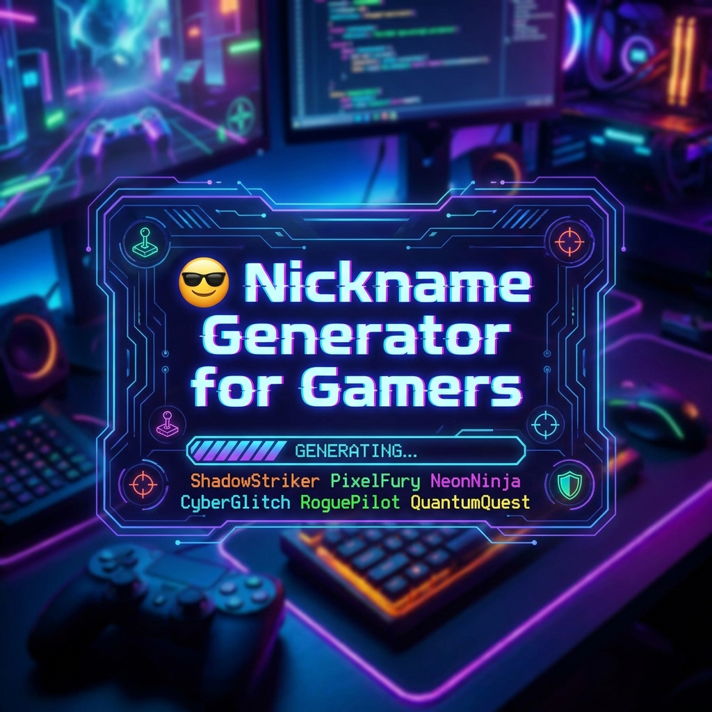 Nickname generator for gamers with cool, unique, and creative gaming nickname ideas