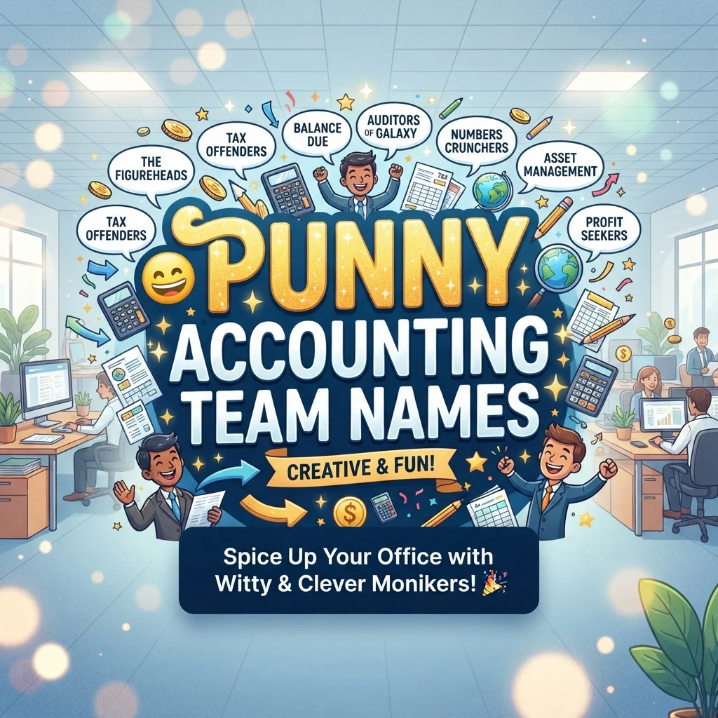 Punny accounting team names with funny, clever, witty, and creative ideas