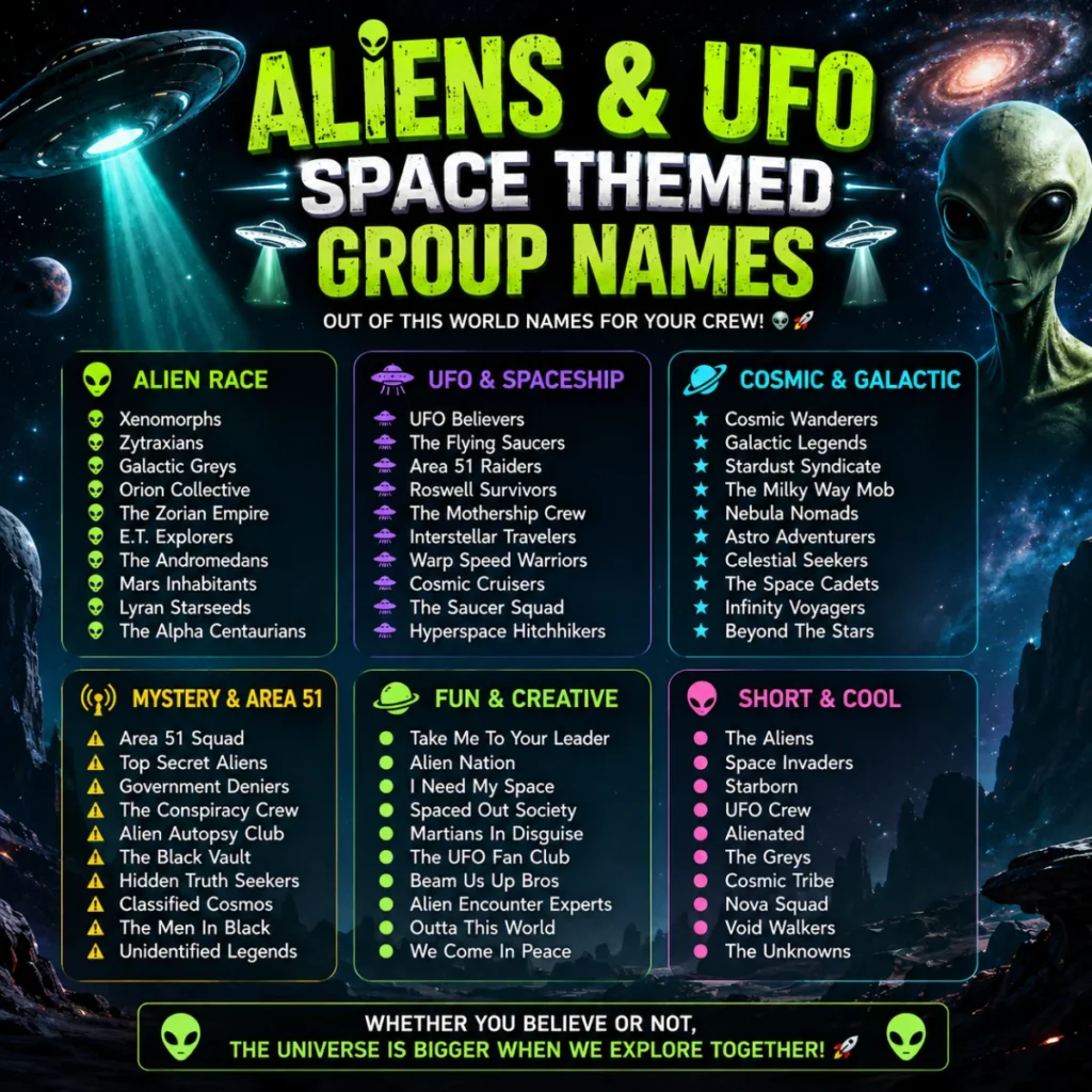 Aliens & UFO Space Themed Group Names ๐ฝ