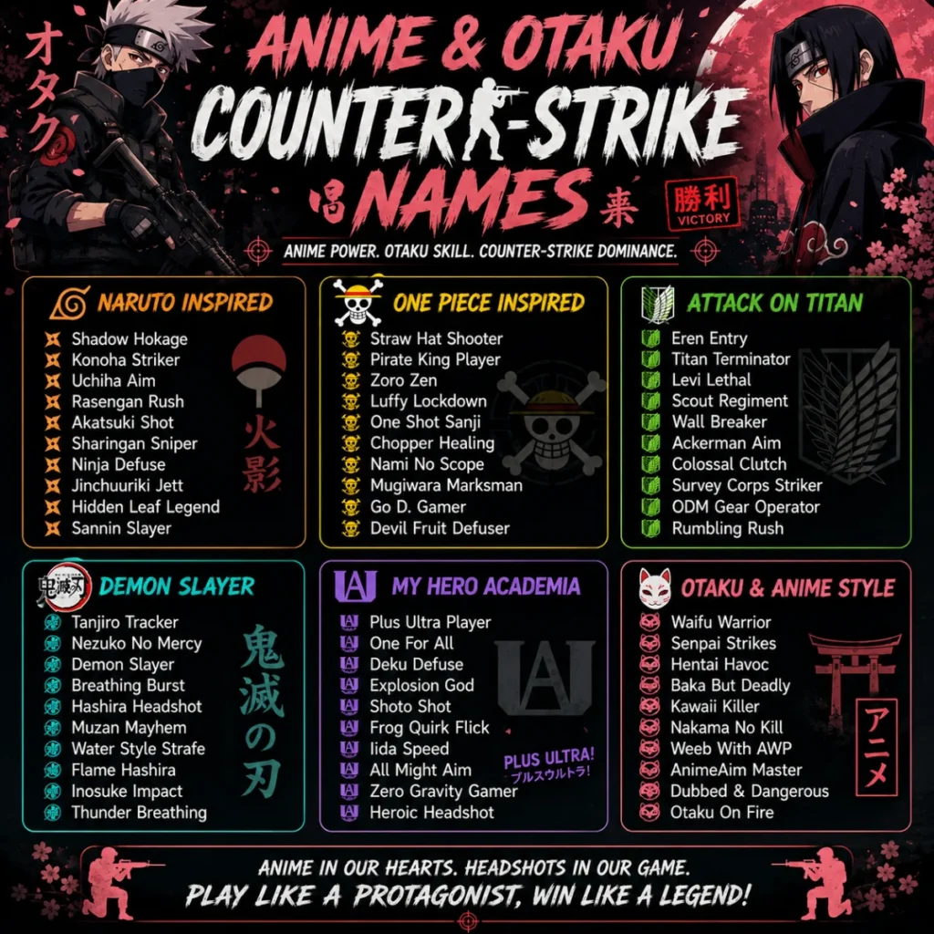 Anime & Otaku Counter-Strike Names 🎌