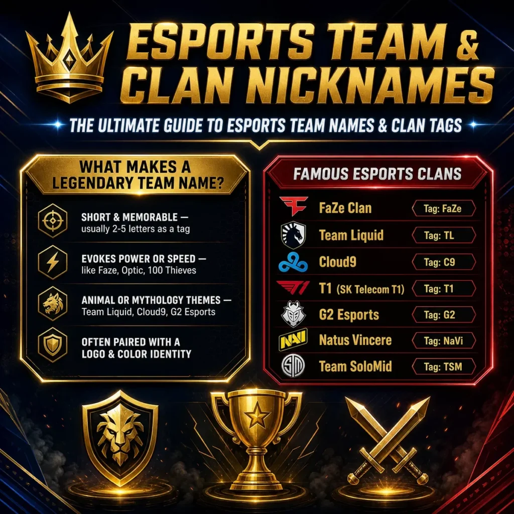 ๐ Esports Team & Clan Nicknames