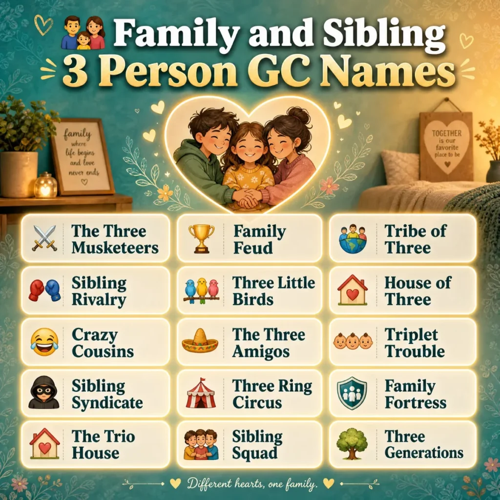 👨‍👩‍👧 Family and Sibling 3 Person GC Names