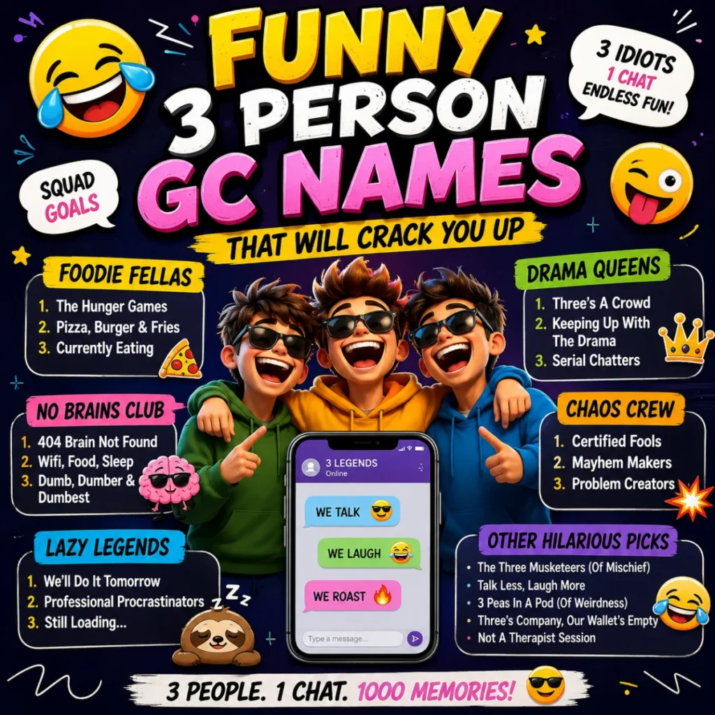 😂 Funny 3 Person GC Names That Will Crack You Up