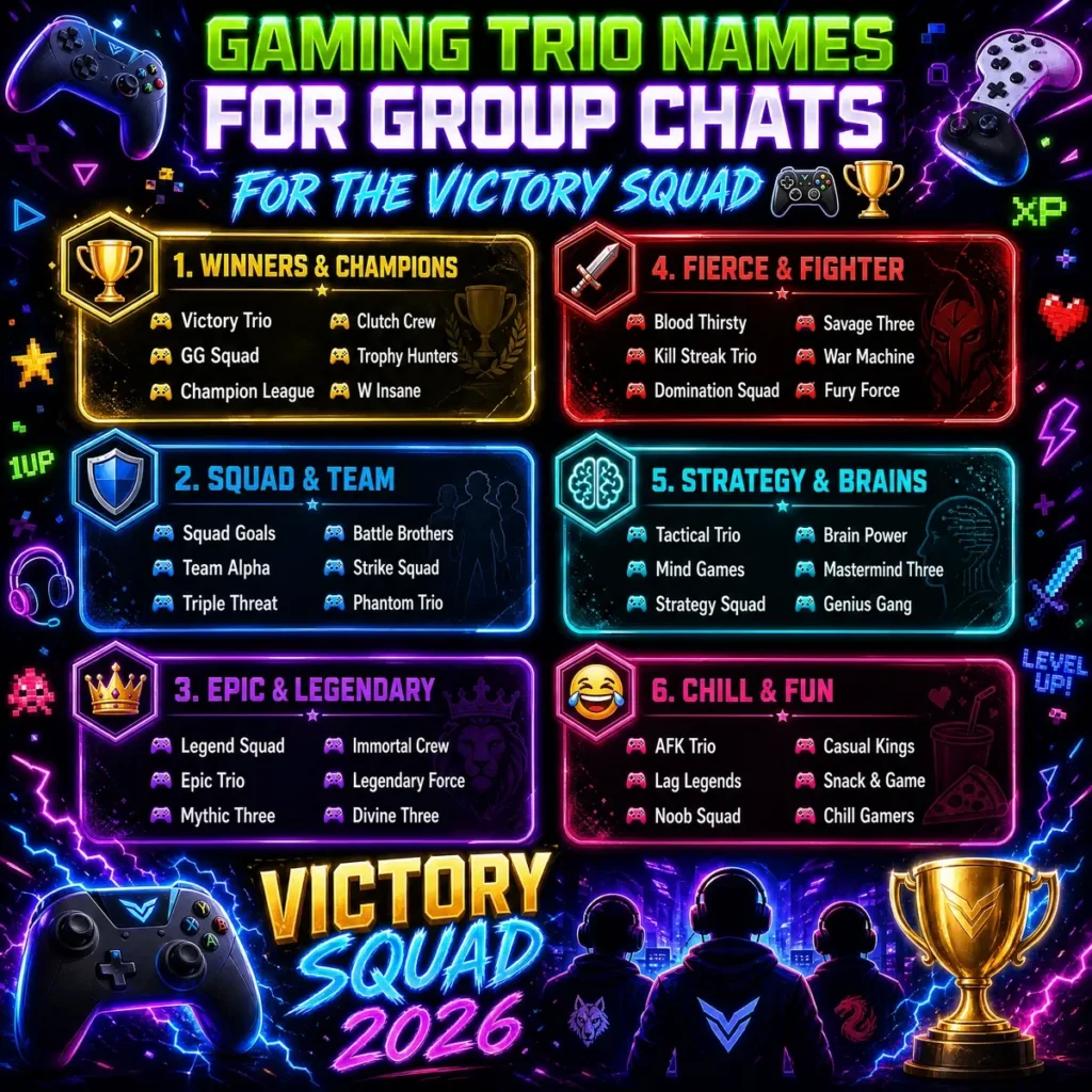 ๐ฎ Gaming Trio Names for Group Chats for the Victory Squad