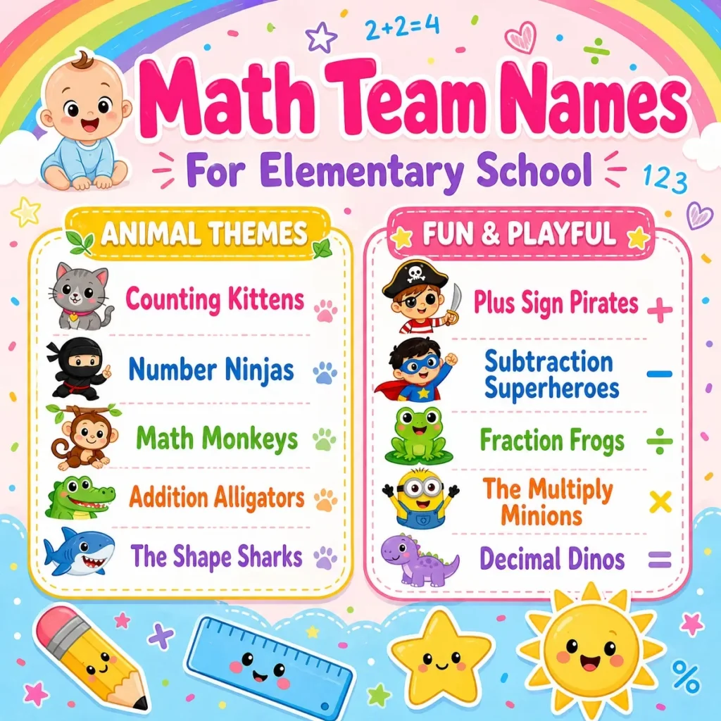 👶 Math Team Names for Elementary School