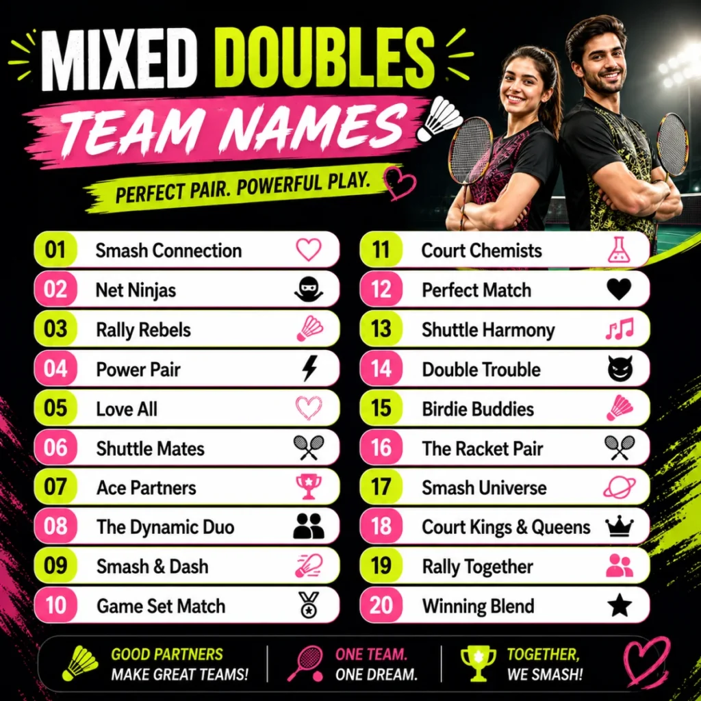 Mixed Doubles Team Names 🏸