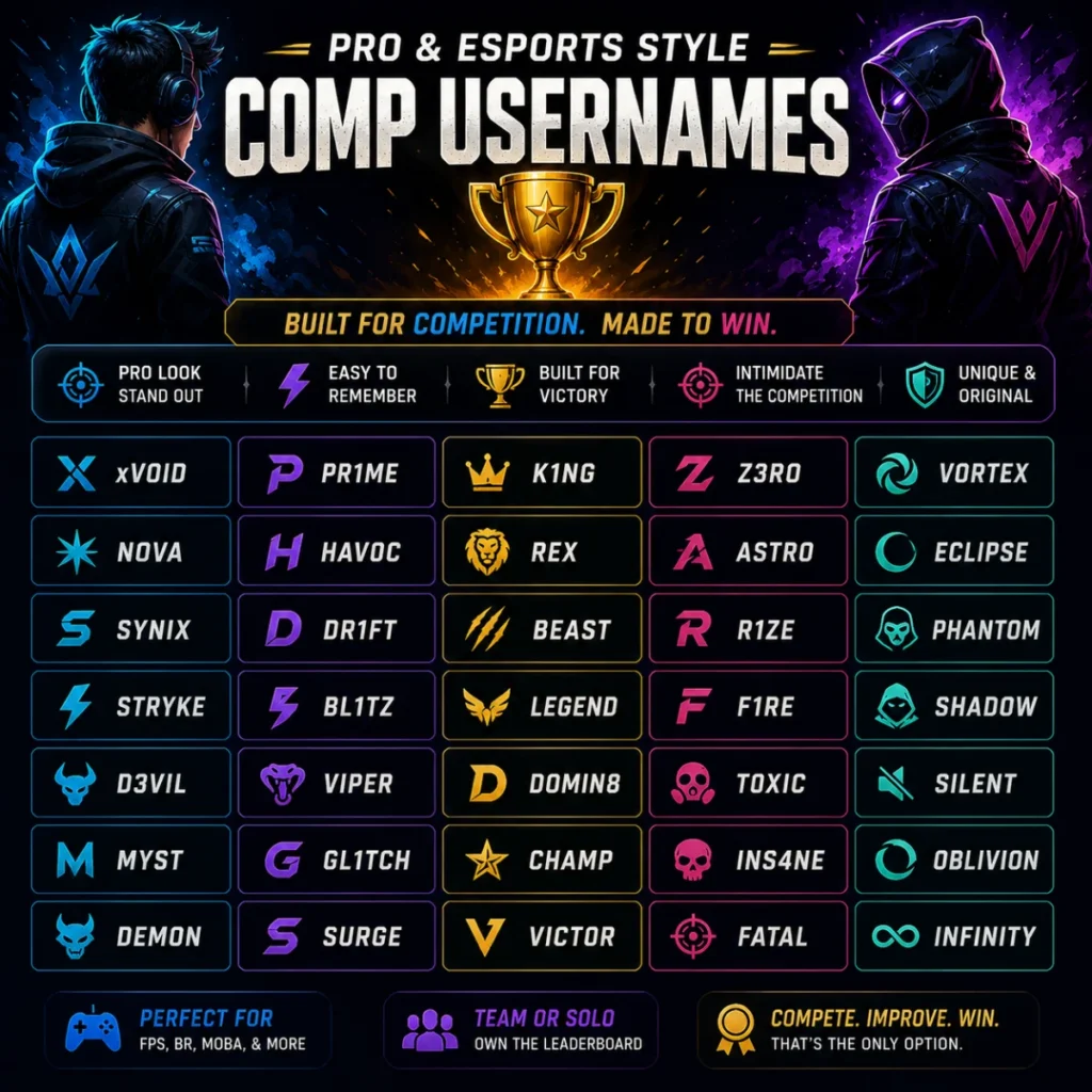 Pro & Esports Style Comp Usernames 🏆
