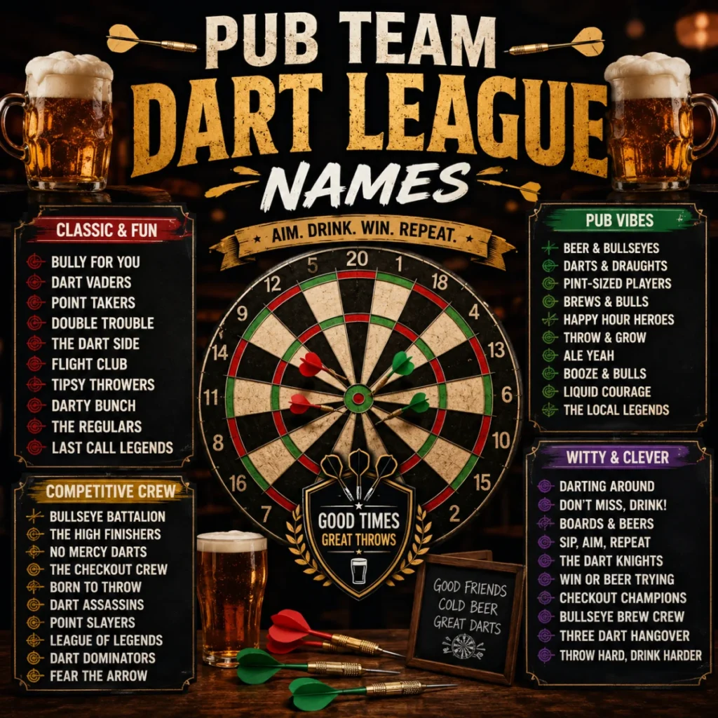 Pub Team Dart League Names 🍻