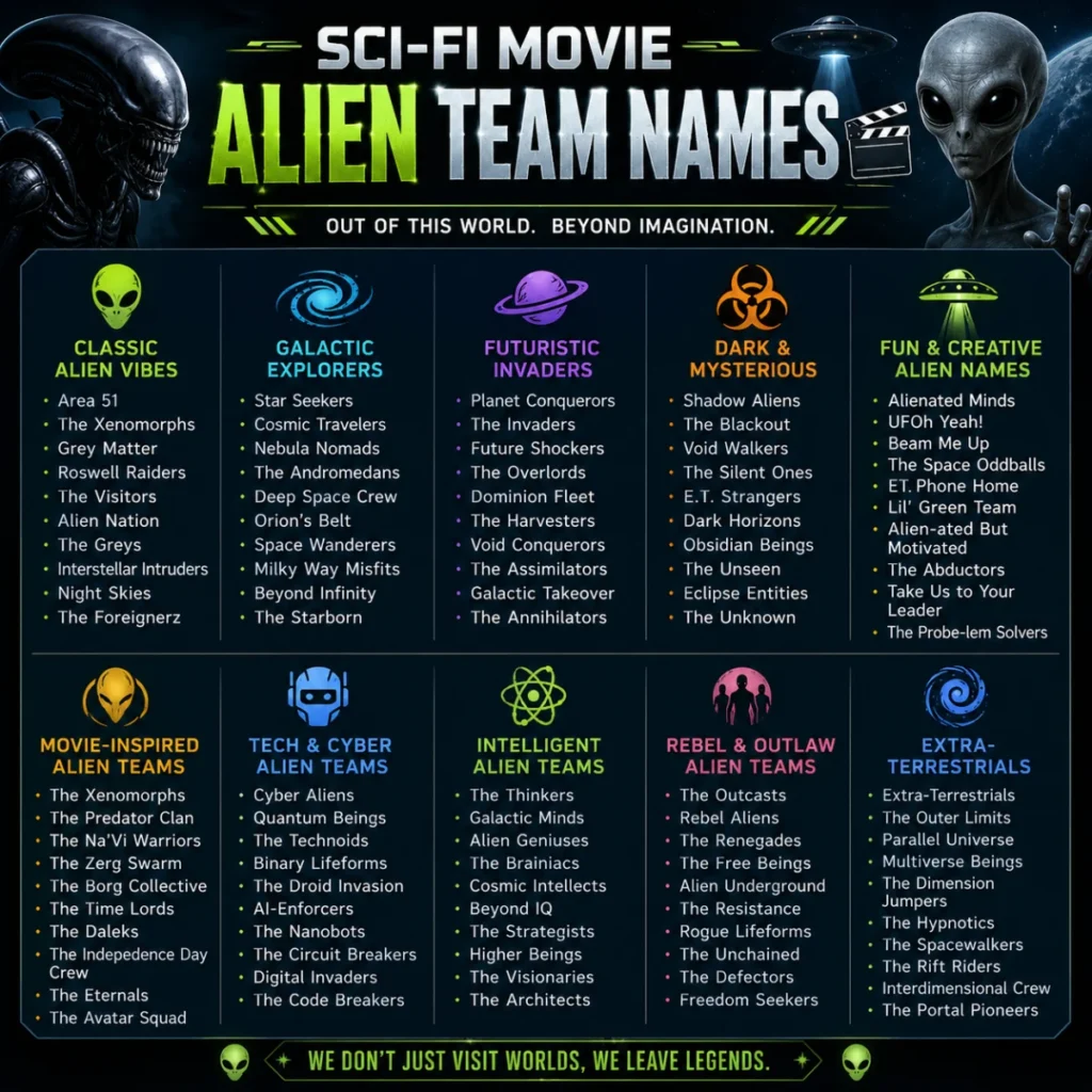 Sci-Fi Movie Alien Team Names 🎬