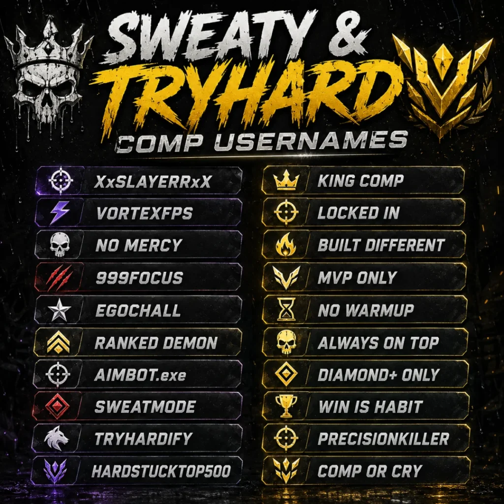 Sweaty & Tryhard Comp Usernames 💪