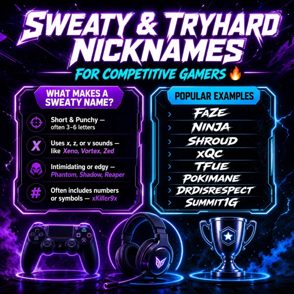 ๐ฅ Sweaty & Tryhard Nicknames for Competitive Gamers