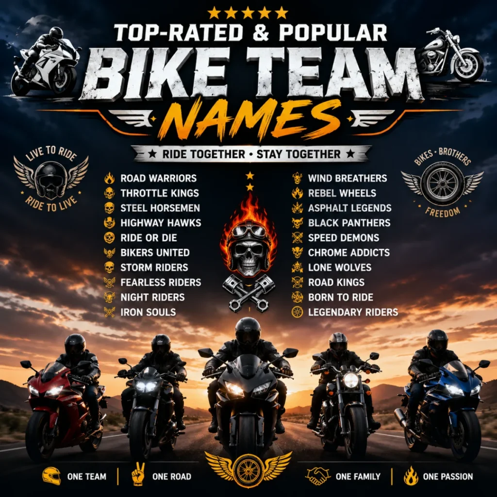 Top-Rated & Popular Bike Team Names ⭐