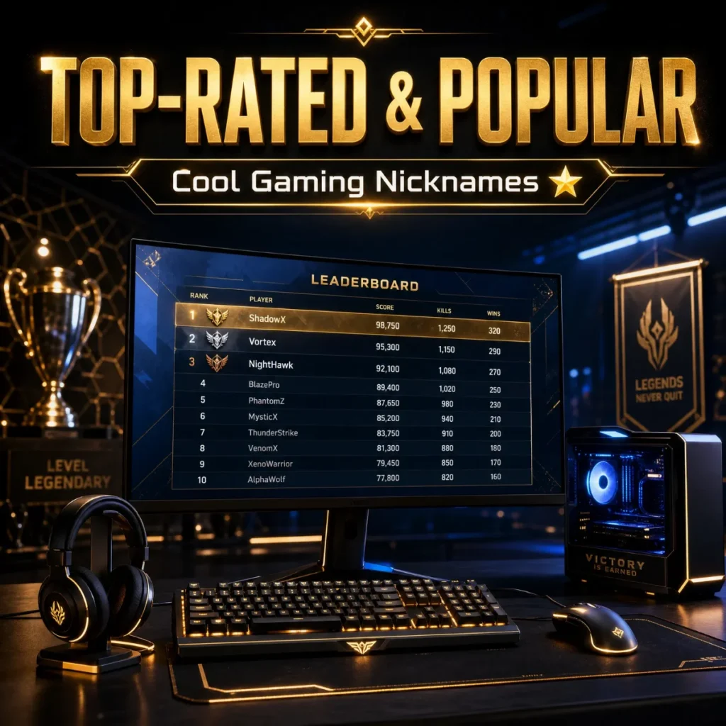Top-Rated & Popular Cool Gaming Nicknames ⭐