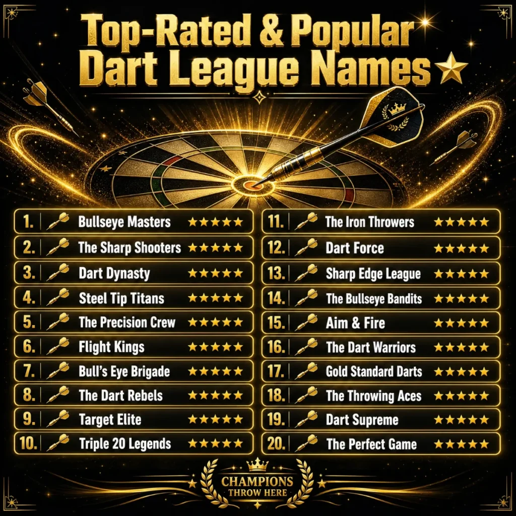 Top-Rated & Popular Dart League Names ⭐
