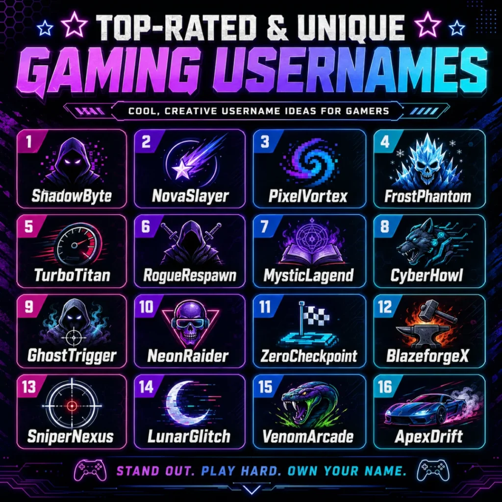 Top-Rated & Unique Gaming Usernames ⭐