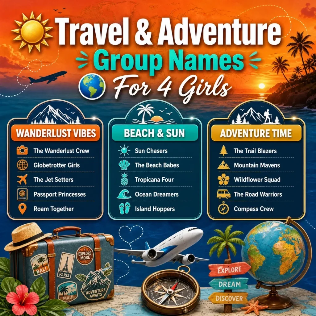 ๐ Travel & Adventure Group Names for 4 Girls
