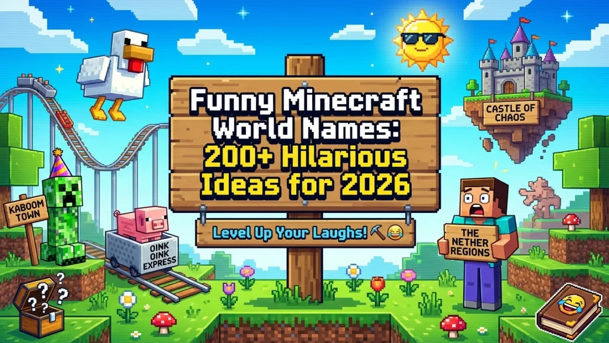 Funny Minecraft world names with 200+ hilarious and creative ideas for 2026
