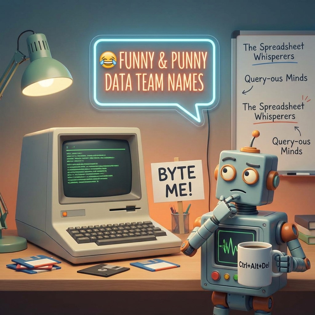 Funny and punny data team names featuring clever, humorous, and creative analytics-inspired ideas