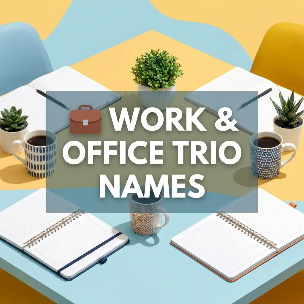 Work and office trio names for three coworkers, featuring fun and professional team ideas
