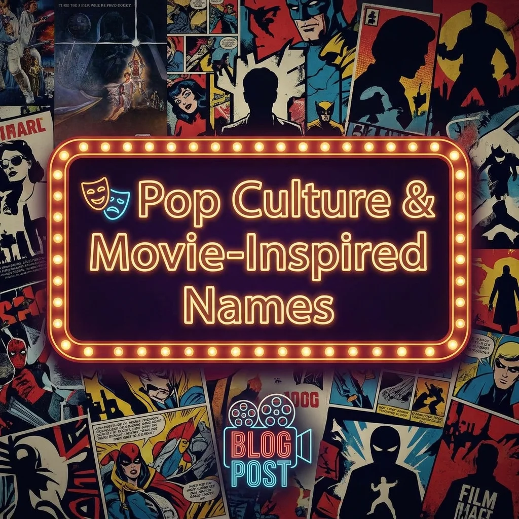 Pop culture and movie-inspired names featuring famous characters, films, celebrities, and entertainment-themed ideas