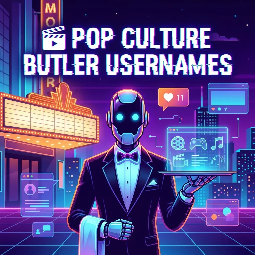 Pop culture butler usernames featuring funny, elegant, iconic, fictional, and entertainment-inspired name ideas