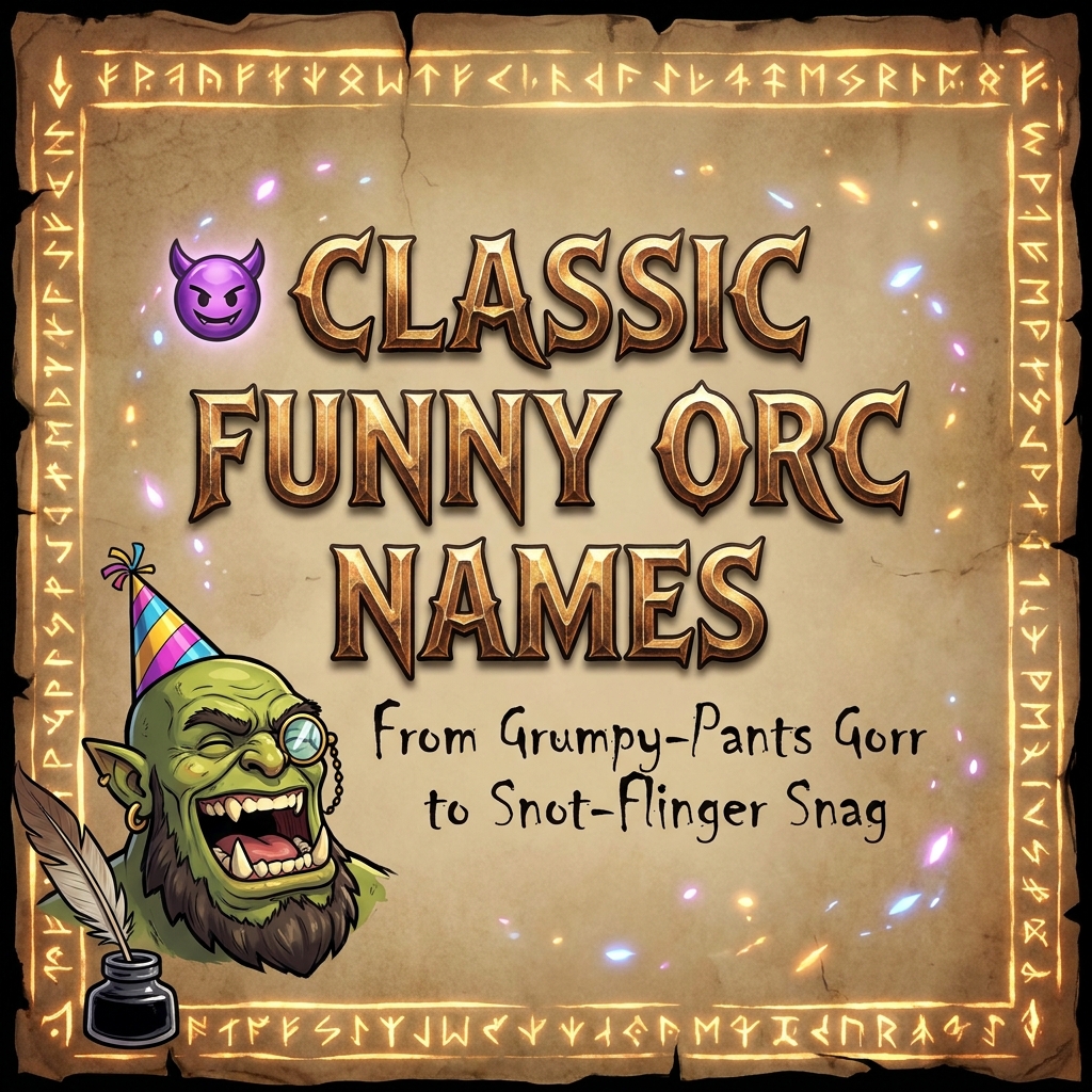 Classic funny Orc names featuring humorous, creative, and fantasy-inspired Orc name ideas