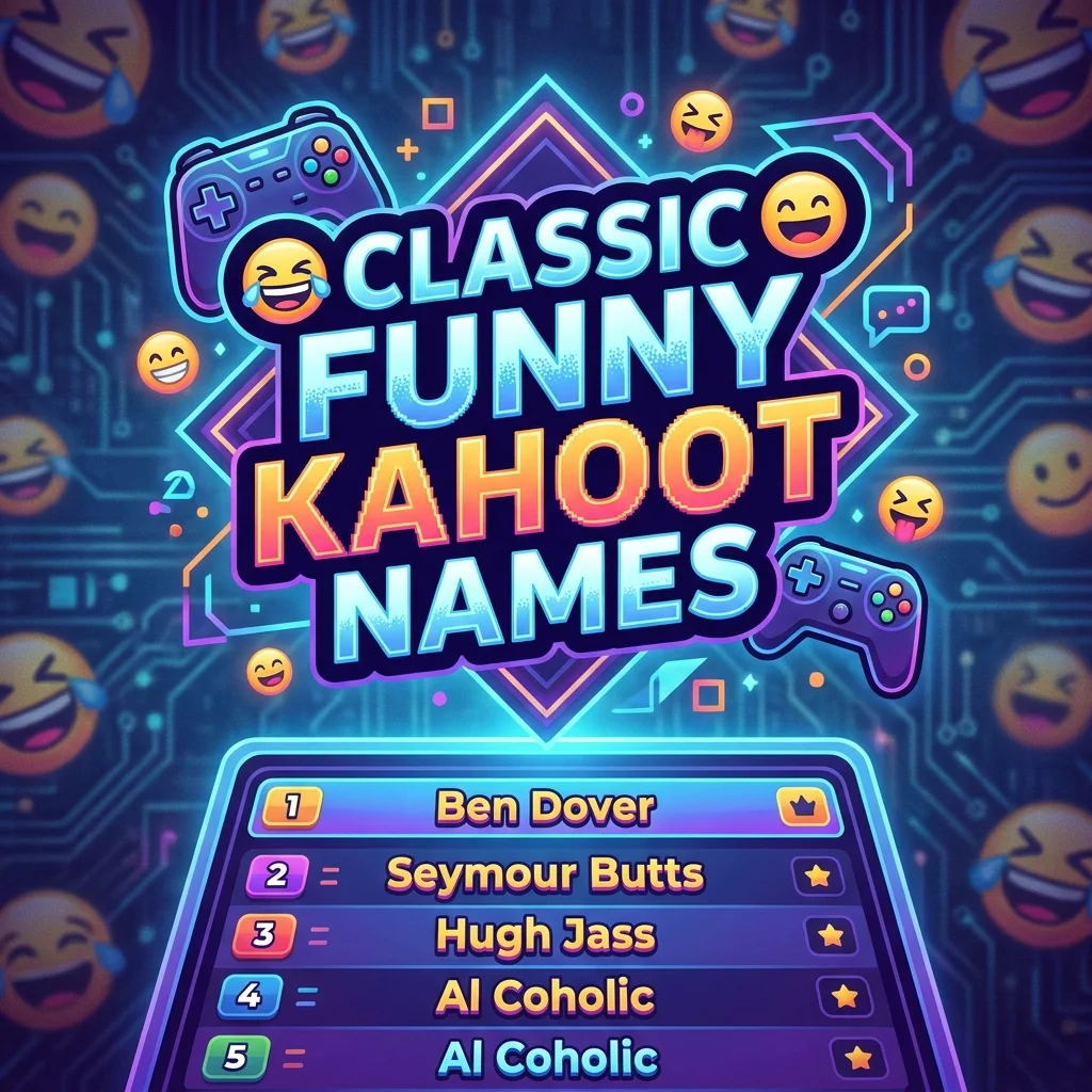 Classic funny Kahoot names featuring hilarious, clever, playful, and memorable quiz username ideas