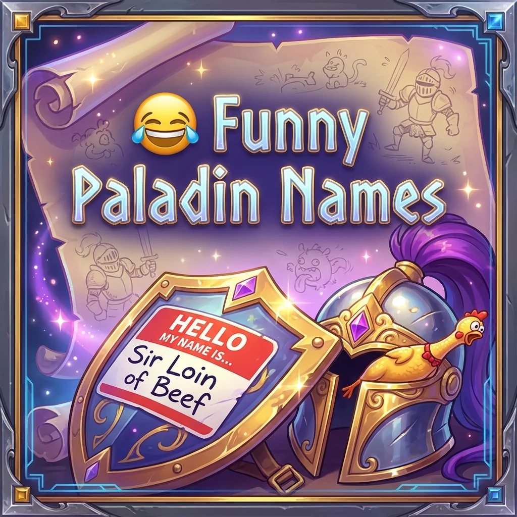 Funny paladin names featuring hilarious, clever, playful, and fantasy-inspired character name ideas