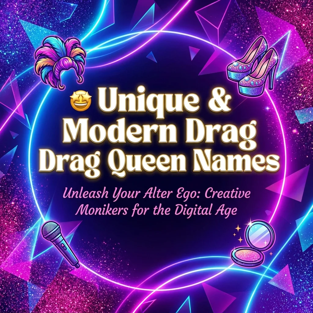 Unique and modern drag queen names with bold, creative, and glamorous name ideas