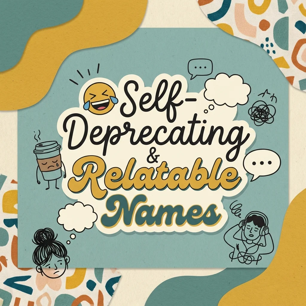 Self-deprecating and relatable names featuring funny, clever, awkward, and humorous naming ideas