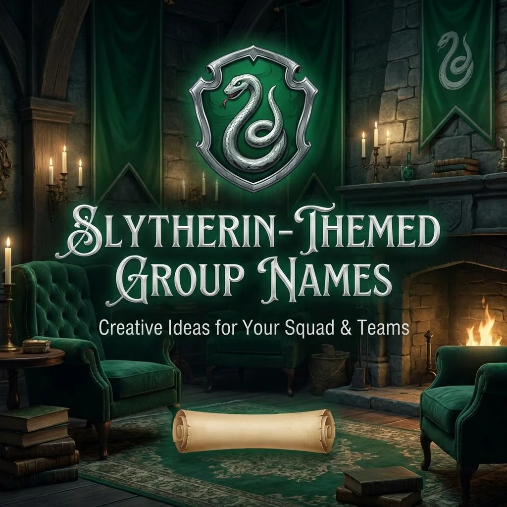 Slytherin-themed group names inspired by snakes, ambition, magic, and Hogwarts