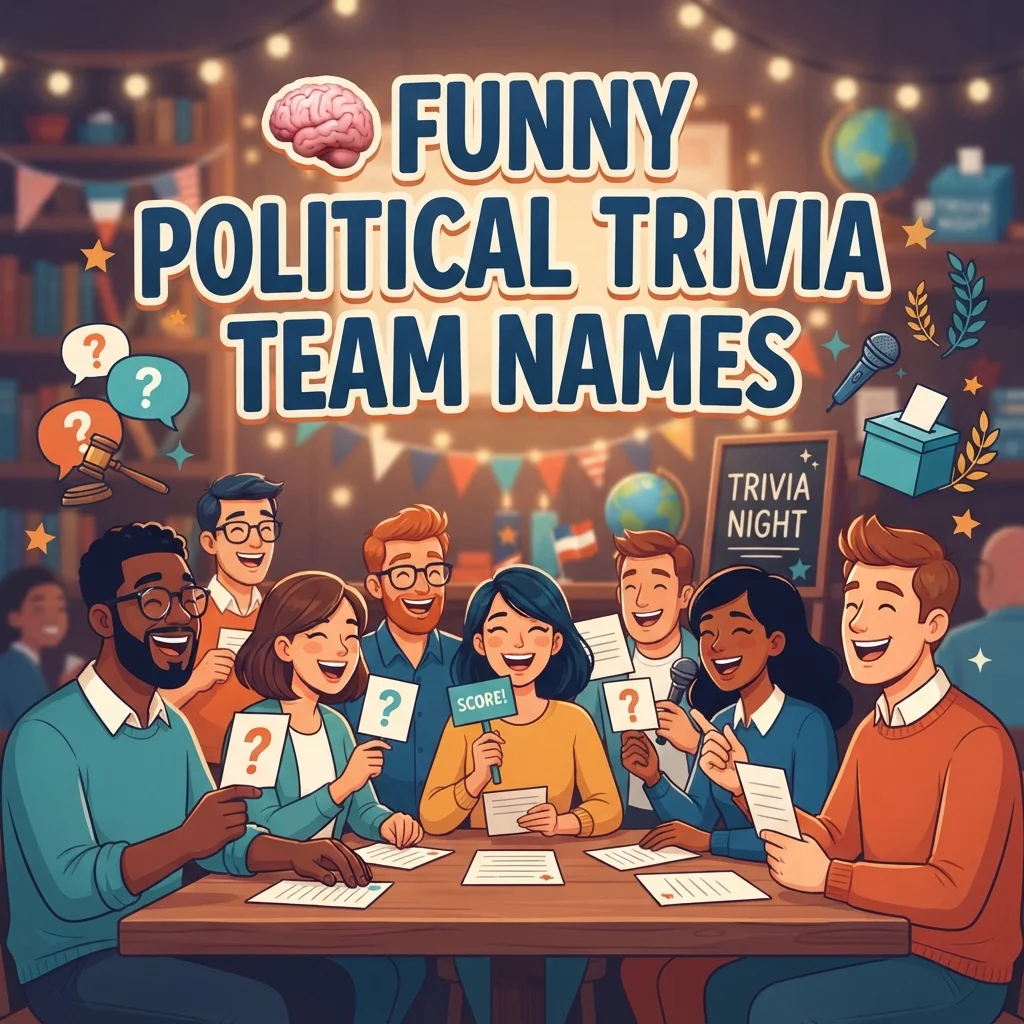 Funny political trivia team names with clever and witty ideas