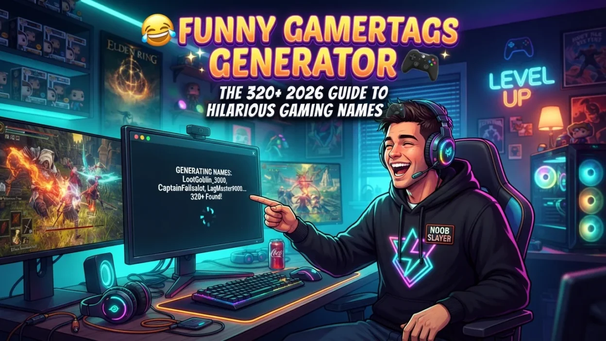 Funny gamertags generator with 320+ hilarious and creative gaming name ideas for 2026